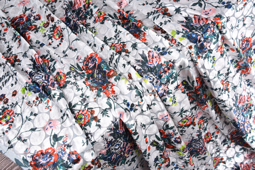 烂花波点丝绒面料1.14米宽特价真丝丝绒面料清仓真丝绒面料少量