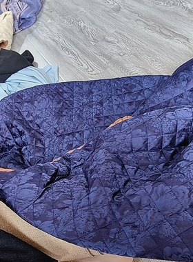 真丝棉缎绗缝棉牦牛绒蓝紫色1.1门幅320克120一米