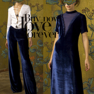 胡胡布店春秋真丝面料藏蓝色真丝绒1.35米宽99元 一米