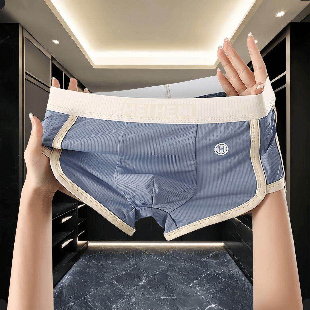 男士内裤男冰丝薄款男生平角裤潮流时尚夏季四角裤男款运动短裤头