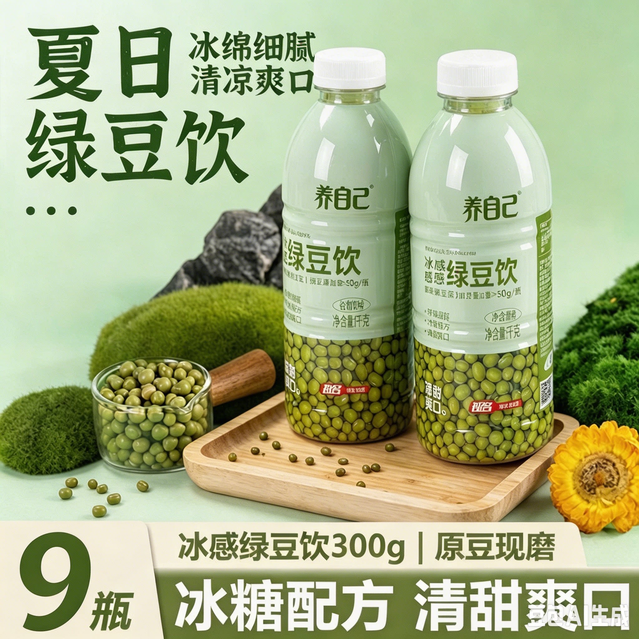 祖名冰感绿豆饮1kg绿豆汤夏季清凉解暑饮料绿豆沙大瓶饮品便宜