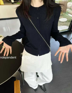 女上衣均码 韩国货现货2026春季 针织开衫 洋气圆领宽松百搭长袖 新款