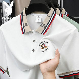 新款 刺绣短袖 花花公子夏季 2025翻领POLO衫 上衣服 T恤半袖 男打底衫