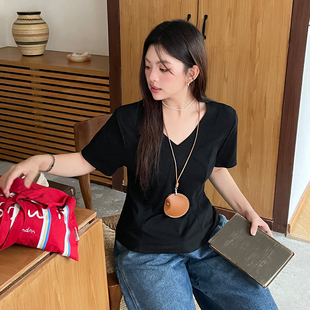 新款 夏季 t恤胖mm大码 女装 韩系设计感特别漂亮掐腰上衣 超好看短袖