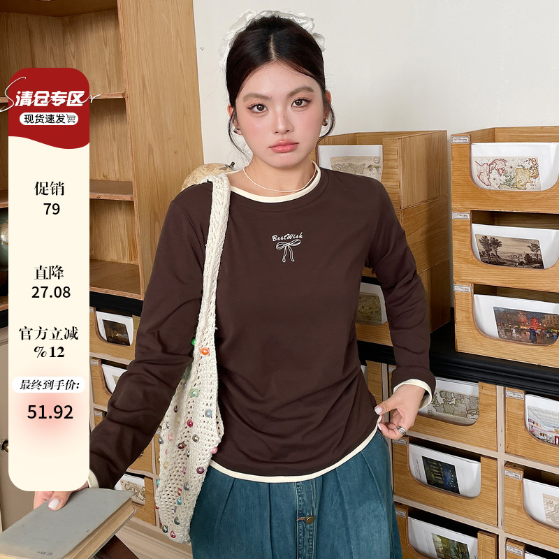 2025秋季大码女装韩系chic别致t恤胖mm巨显瘦高级小众不撞款上衣