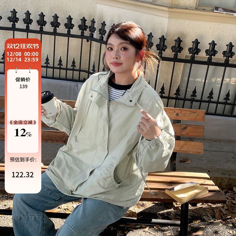 小草宽松定制韩系独特超好看工装外套大码女装胖mm设计感情侣风衣