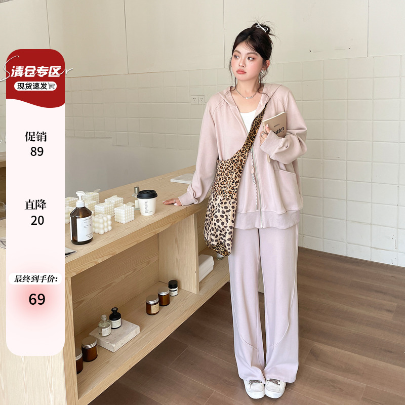 早秋大码女装胖mm卫衣外套休闲裤套装时尚洋气减龄显瘦遮肉两件套