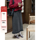 大码 胖mm炸街独特漂亮木耳边a字裙子秋冬加绒显瘦遮肚直筒半身裙