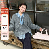 大码 高级感巨好看宽松外搭上衣 新款 女装 胖mm韩系慵懒风毛衣秋冬季