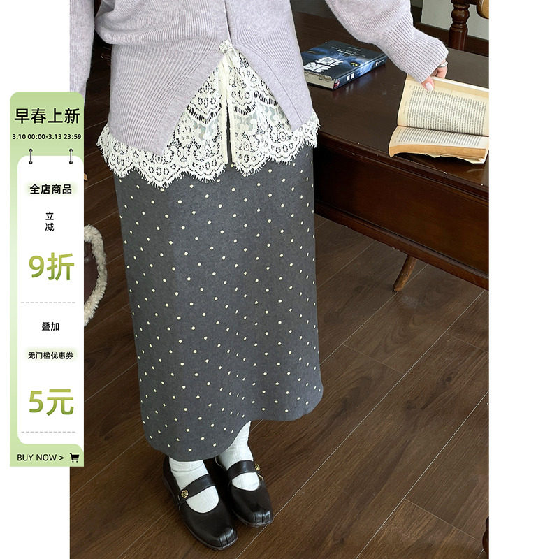 2025新款大码胖mm巨好看波点长裙子秋冬季女装显瘦遮肚针织半身裙