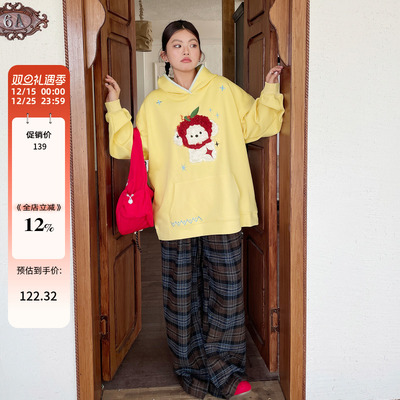 绝美巨好看刺绣连帽卫衣大码女装胖mm氛围感早秋穿搭独特漂亮上衣