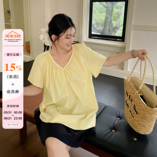 2026年新款女装夏装独特超好看单穿衬衫大码胖mm宽松多巴胺上衣