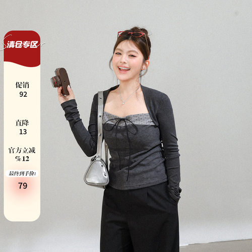 微胖女生穿搭韩系绝美漂亮上衣春款大码女装设计感巨显瘦长袖t恤