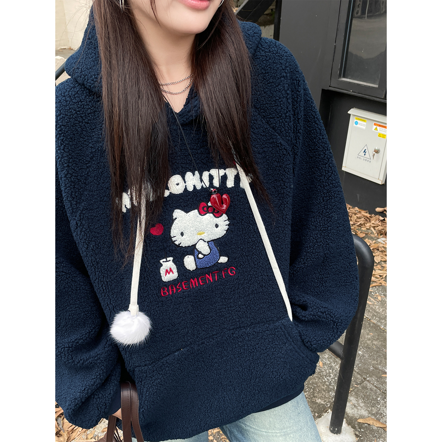 大码胖mm炸街独特漂亮减龄上衣秋冬女装羊羔毛加厚摇粒绒连帽卫衣