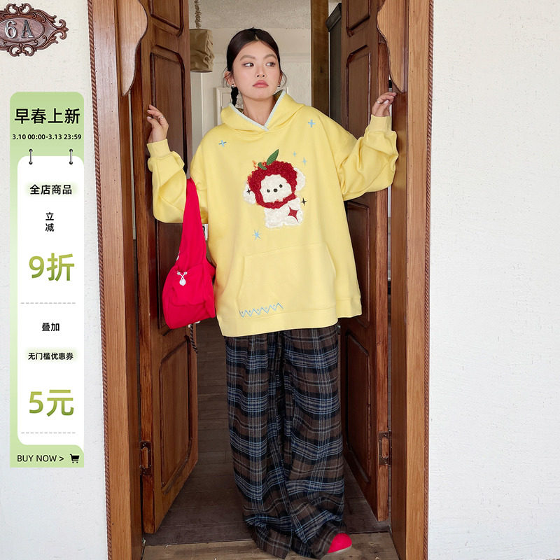 绝美巨好看刺绣连帽卫衣大码女装胖mm氛围感早秋穿搭独特漂亮上衣