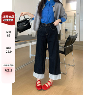 2025新款 女装 版 型超好看 子 早秋高腰巨显瘦九分直筒牛仔裤 裤 大码