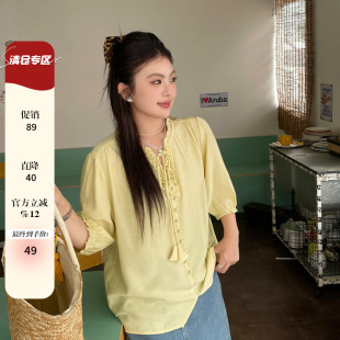 高级小众不撞款 2025新款 上衣大码 胖mm独特别致法式 夏装 衬衫 女装