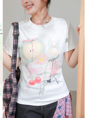 2026春季新款正肩巨显瘦短袖t恤大码女装胖mm设计感甜美收腰上衣