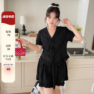 大码女装2025新款夏季韩里韩气穿搭套装裙子胖mm超好看精致两件套