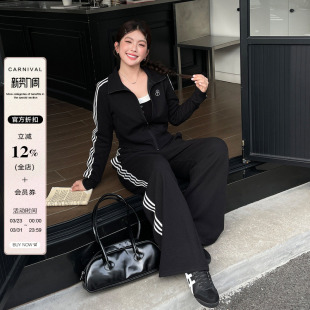 高级感背心外套运动休闲裤 春季 胖mm巨好看时髦套装 女装 三件套 大码