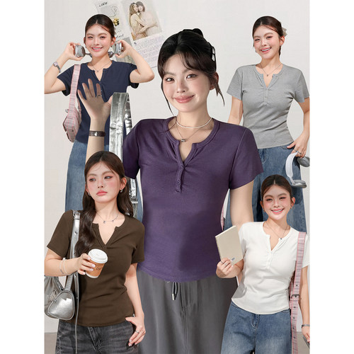 大码女装夏季爆款纯色短袖T恤衫