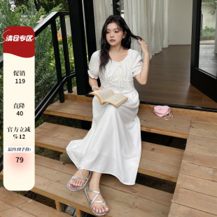 女装 泡泡袖 2025新款 裙子胖mm大码 垂坠感连衣裙 独特漂亮减龄款 夏装