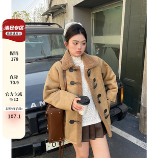 大码女装秋冬款高级小众不撞款上衣胖mm复古皮毛一体羊羔绒外套