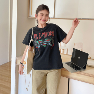 2026超火减龄漂亮独特短袖 大码 春装 女款 高街显瘦t恤 上衣胖mm美式