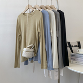 自制款 纯色舞蹈服练功服女 女显瘦薄款 圆领长袖 温柔色系打底衫