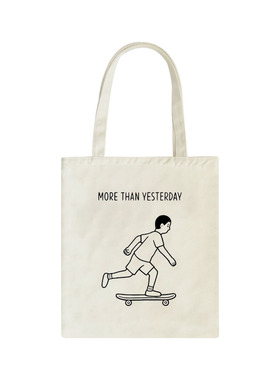 【一布】more than yesterday滑板ins复古日系帆布包托特包