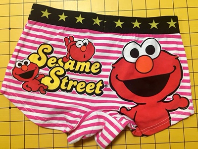 出口日本 Sesame Street芝麻街ELMO卡通大眼睛棉女士平角内裤3.7