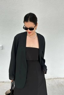 老板娘自留款 白夜森林 很显身材瘦薄 极简风黑西装 不退不换