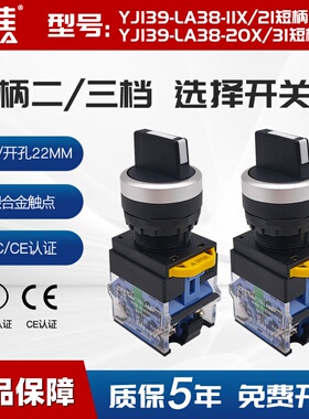 一佳YJ139-LA38-11X/220X/31选择二三两档自锁复位型按钮旋钮开关