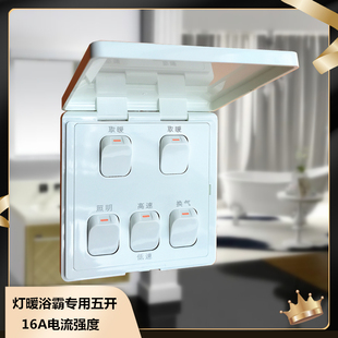 加诺德开关 适用奥普等浴霸FDP810A/D专用五联开关翻盖型5开开关