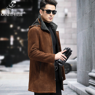 脱卸帽冬装 真皮皮衣中长款 外套品牌 修身 土耳其羊皮毛一体大衣男士