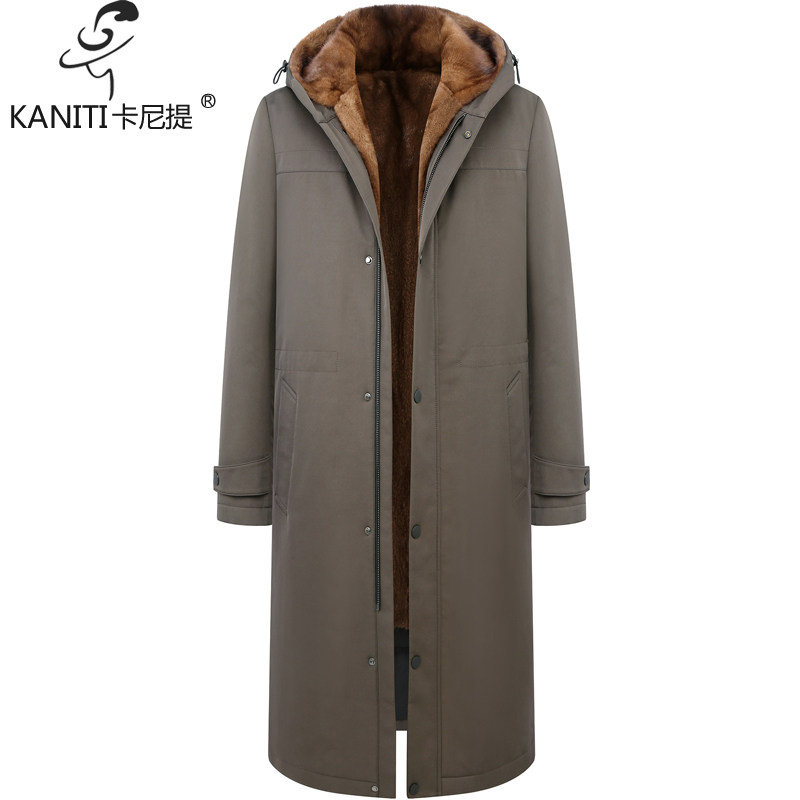 长款进口水貂内胆男士连帽派克服皮毛一体整貂皮大衣商务休闲风衣,男装,皮衣,淘宝优惠券,粉丝福利购,淘宝优惠卷