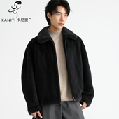 卡尼提轻奢品质美国水貂皮毛一体男士 真皮皮草翻领冬季 保暖外套