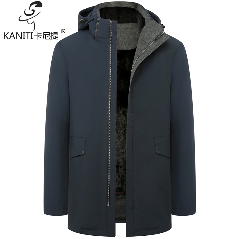 可脱卸帽子黑貂内胆派克服大衣