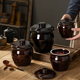 中式 陶瓷带盖耐高温猪油罐无孔辣椒油罐油泼辣子罐厨房盐罐储料罐