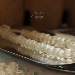 中小号西亚八棱手工琉璃外贸磨砂半透明diy原材料大孔散珠