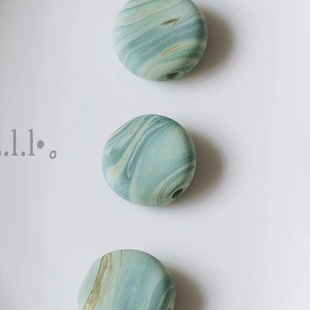 蓝圆饼西亚进口哑光搅胎琉璃大孔diy原材料进口散珠