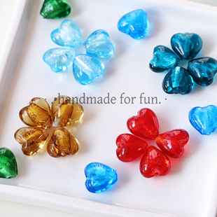 心形手工银箔琉璃外贸珠手绘diy原材料散珠