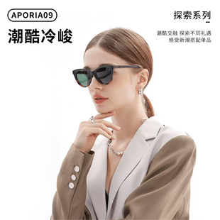 APORIA2025新款成人潮流时尚猫眼墨镜欧美个性太阳镜防紫外线