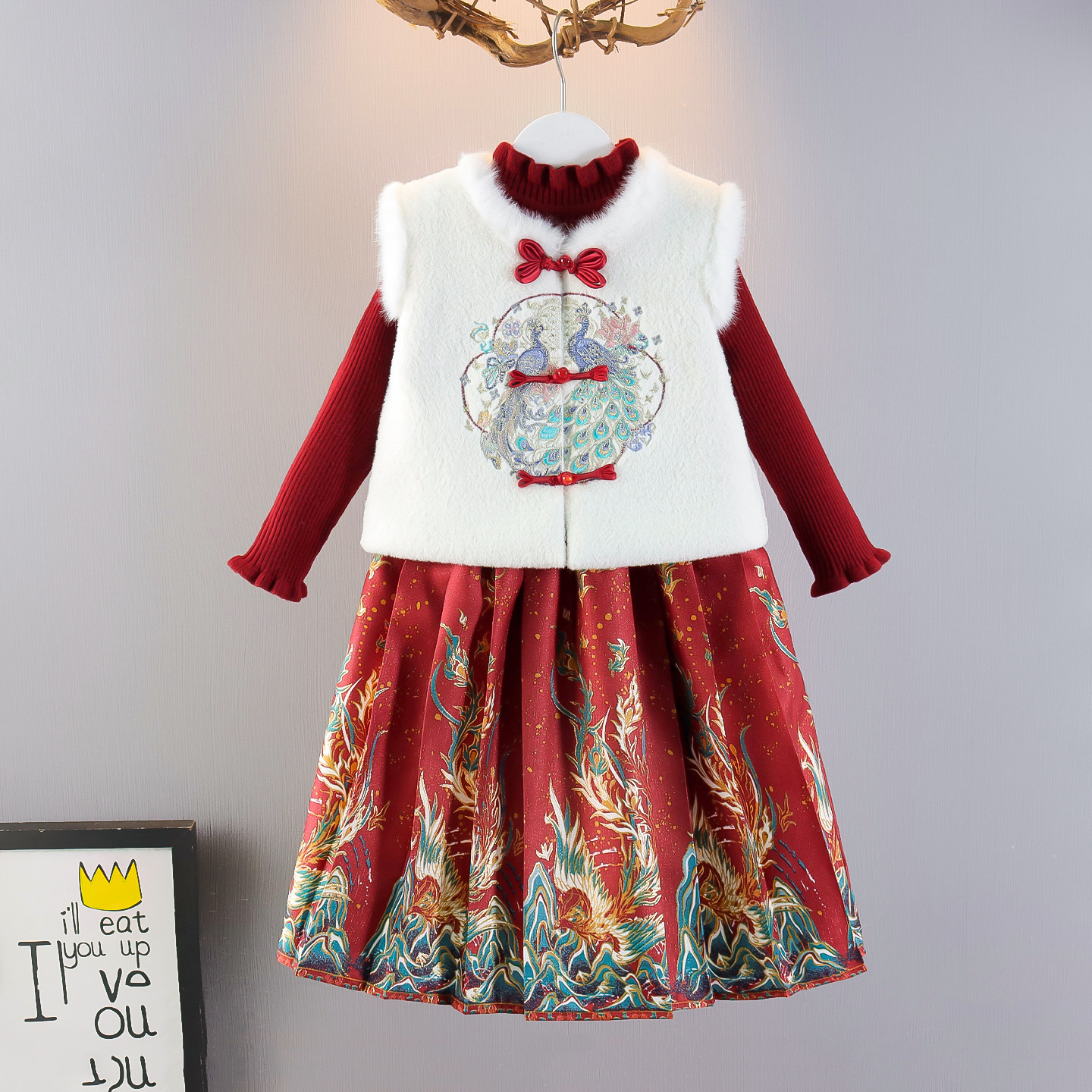 女童马面裙套装新年拜年服礼服裙