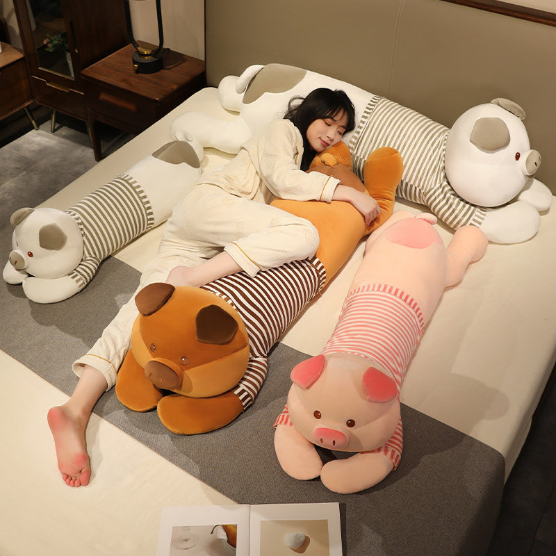 可爱猪公仔布娃娃床上长条抱枕女生睡觉毛绒玩具大玩偶情人节礼物