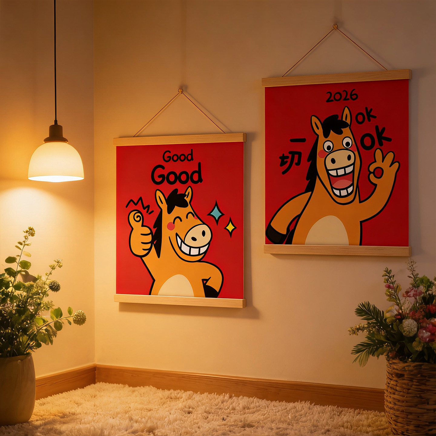 2026马年电表箱装饰画卡通免打孔配电箱挂画客厅玄关弱电箱遮丑画