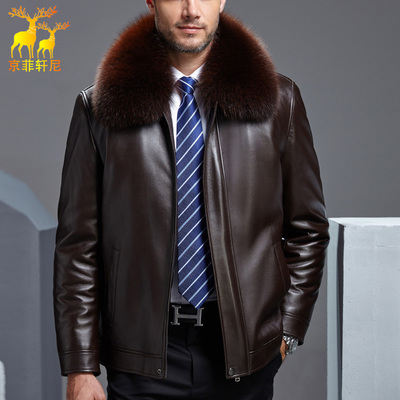 中老年皮夹克毛领