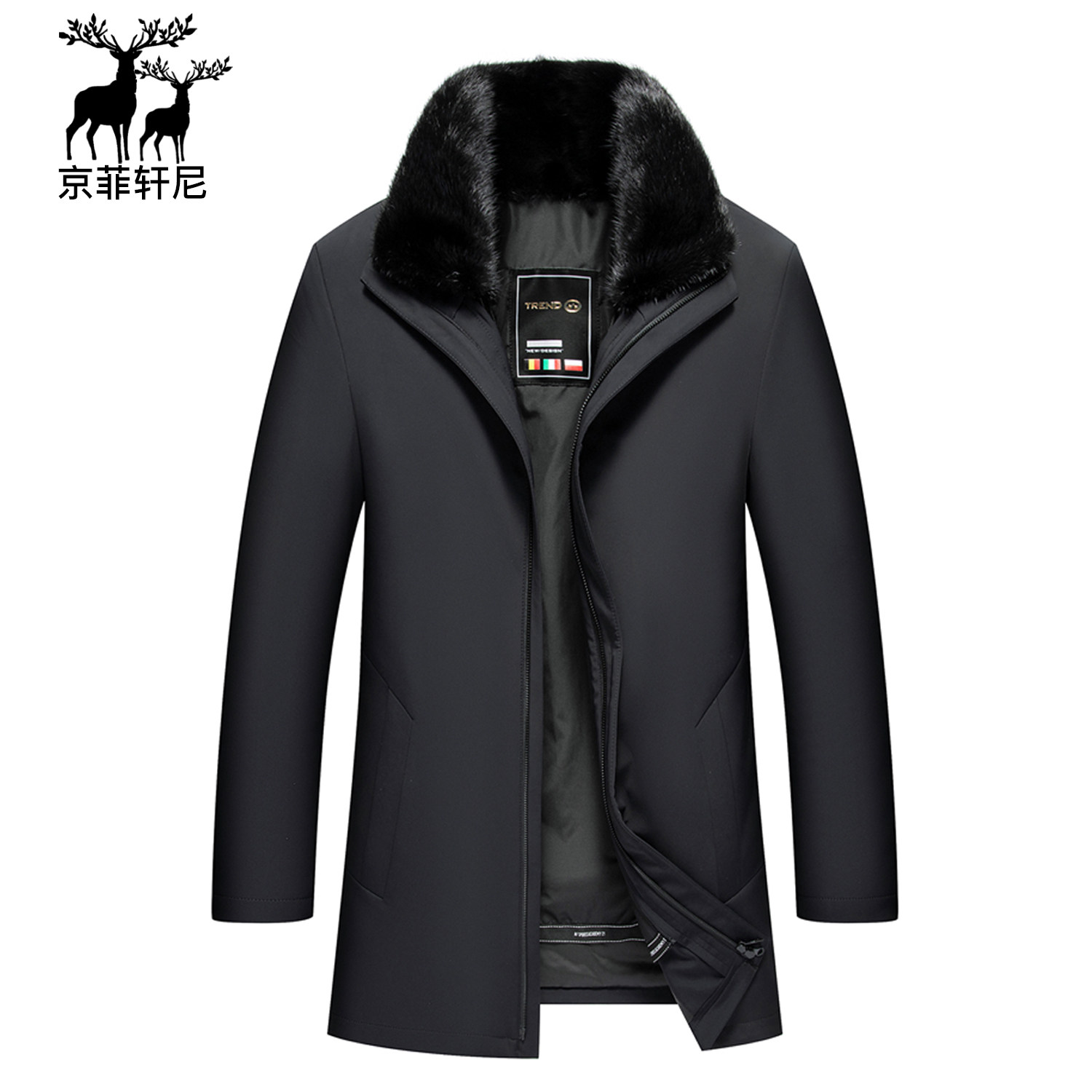 派克服男水貂内胆尼克服立领皮毛一体皮草休闲款爸爸装保暖外套男