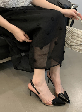 批发代发欧美外贸春秋夏新款款尖头透明高跟女鞋 7CM