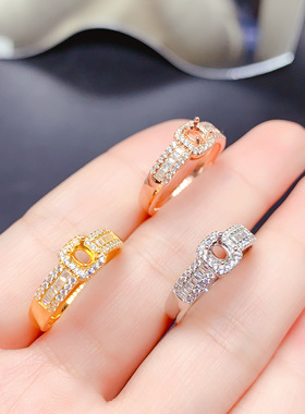 DIY精致三色925银镶嵌椭圆形3x4m